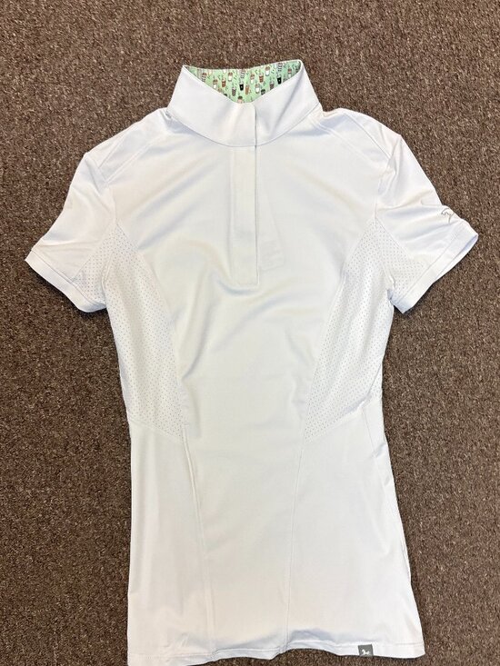 RJ Classics Tops - RJ Classics Women's Brynn Short Sleeve English Show Shirt - White Coffee Talk